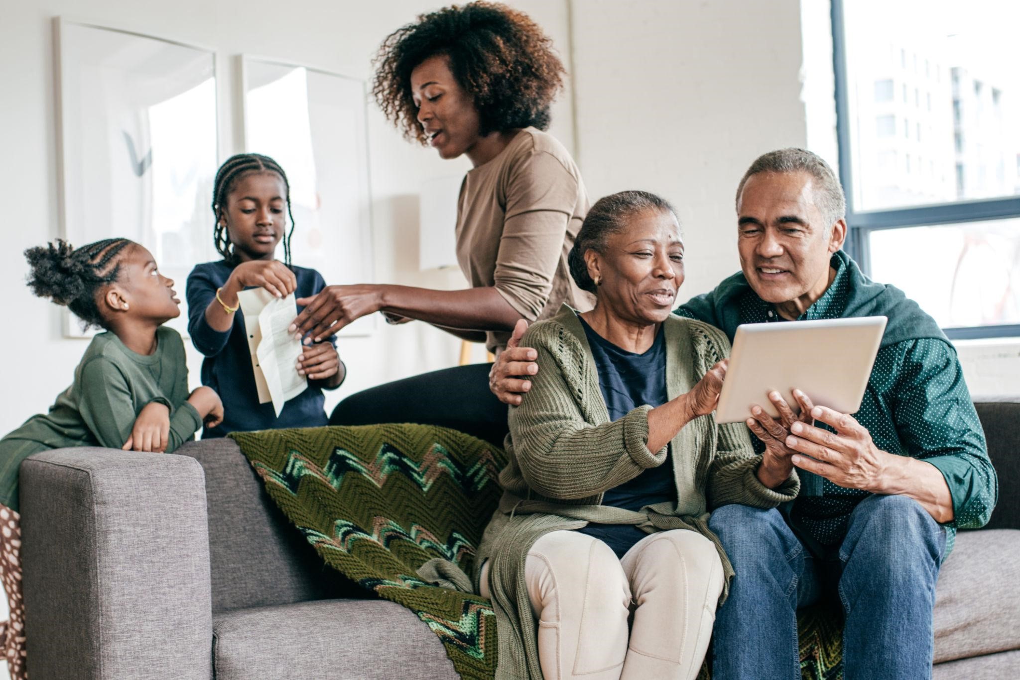 Family using digital learning app
