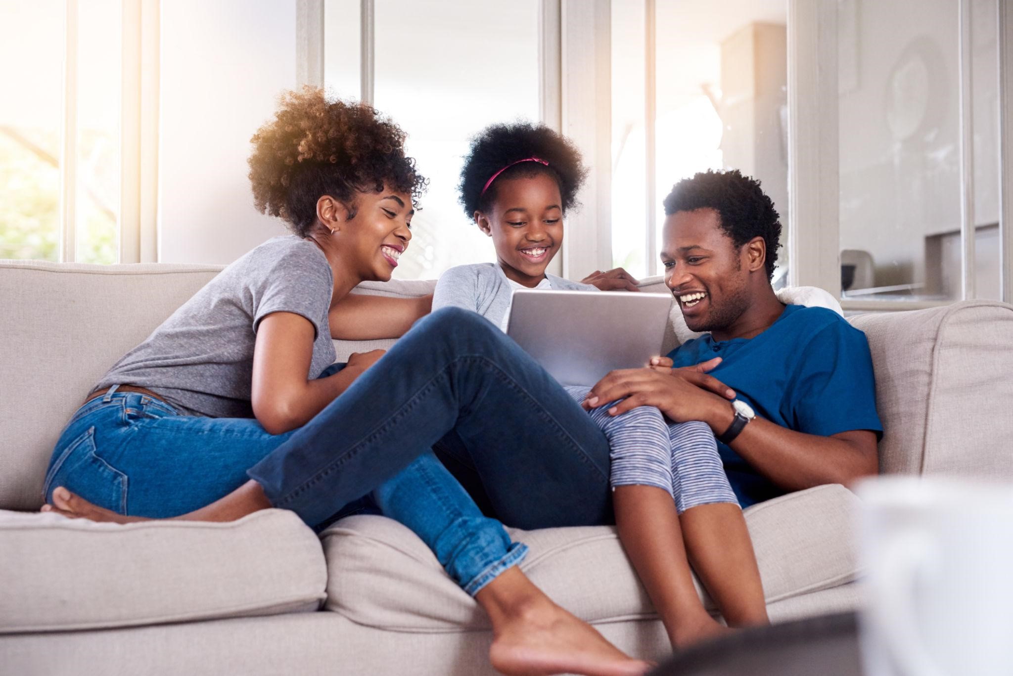 Children learning on tablet
