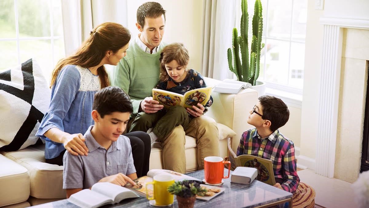Family learning Bible together