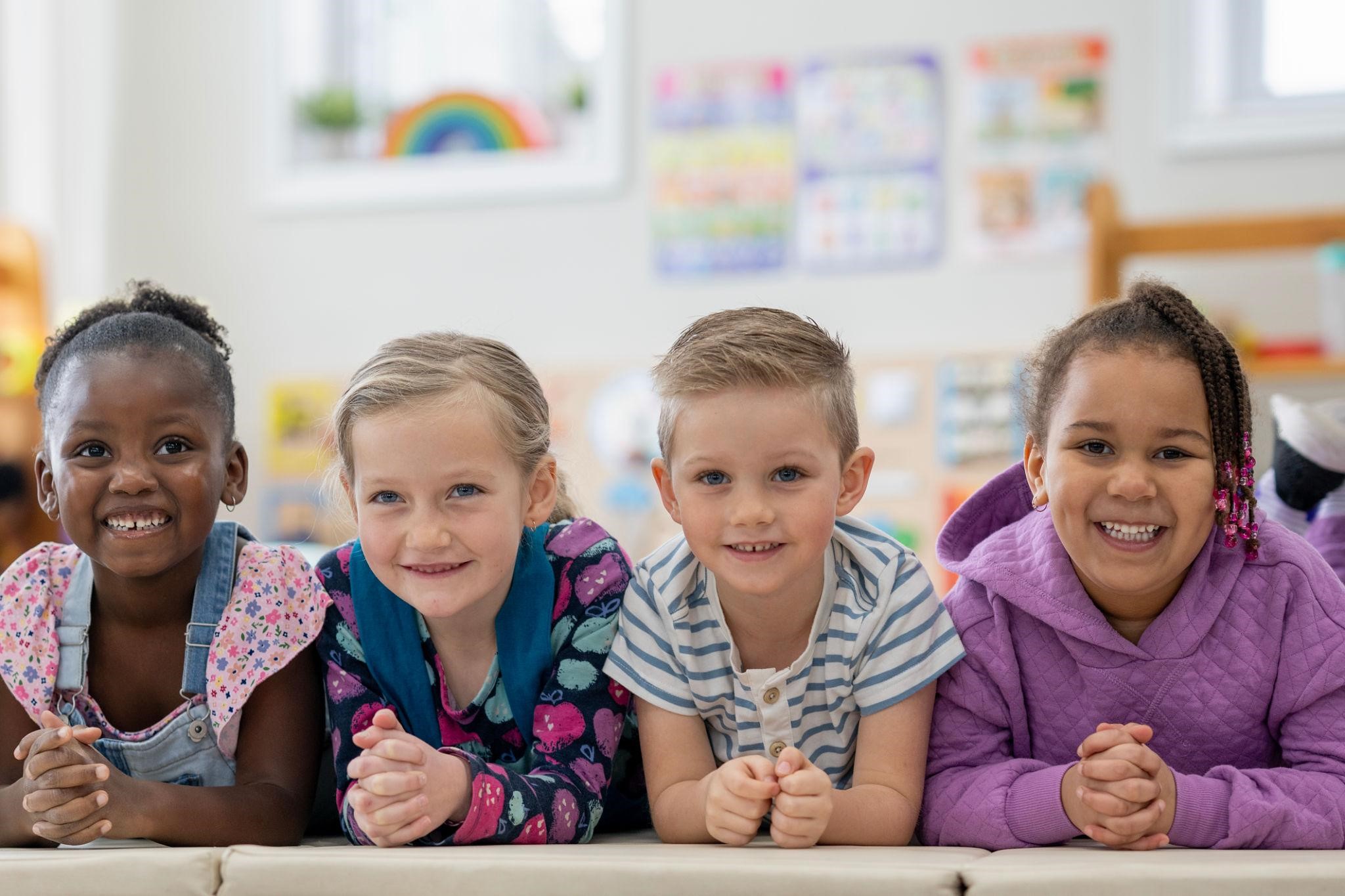 Children in uplifting light